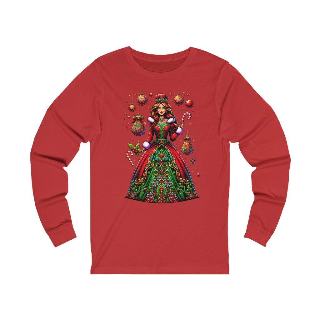 Ornate Christmas design on unique tshirt unisex long sleeve