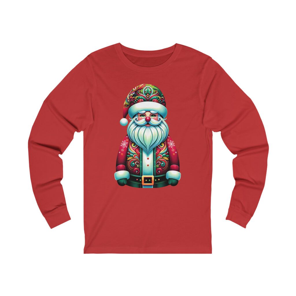 Festive Santa design on unique tshirt unisex long sleeve