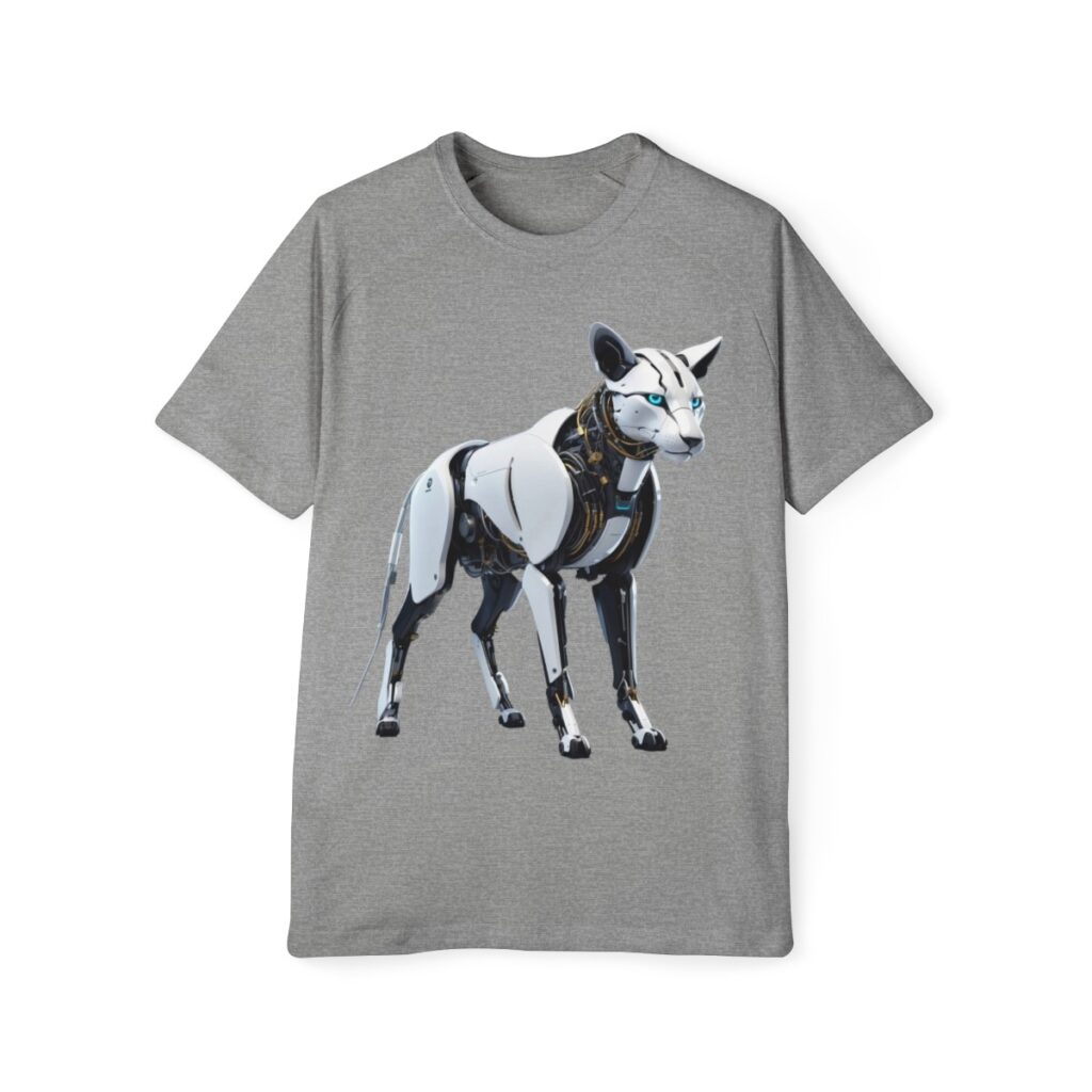 A men's raglan t-shirt showcasing a cyber animal design, combining futuristic tech and nature in a modern design tshirt.
