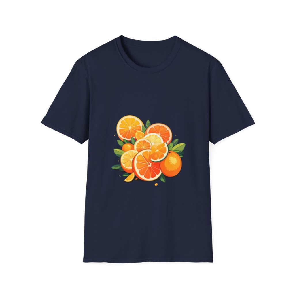Citrus fruit design on unique tshirt for a fresh summer look