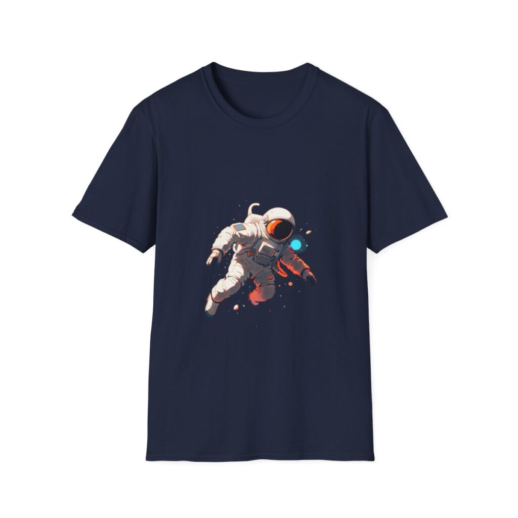Astronaut floating in space design on unique tshirt